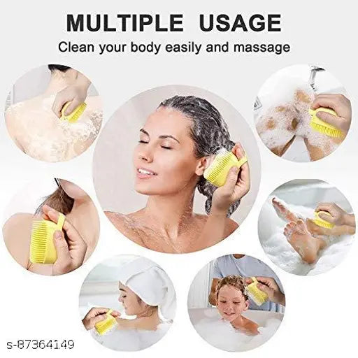 Hapani Silicon Massage Bath Brush | Shower Brush, Scalp & Bathing Brush | For Cleaning Body | Silicon Bath Scrubber | Cleaner & Massager With Shampoo Dispenser, Bathing Tool | scrubber for bathing | Silicon Wash Scrubber | Cleaner & Massager For Shampoo