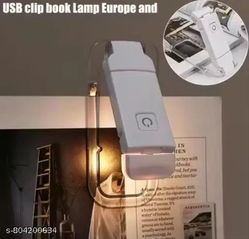 (PACK OF _ 1 ,WHITE) Glass Book Lamp for Night Reading, Rechargeable LED Study Light for Student, 3 Brightness & 3 Color Modes Clip-On (Clip-on Book Lamp)