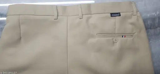 Pesado Men's SMART FLEXI Beige Formal Trousers Pants(ADJUSTABLE WAIST UPTO 2 INCH)