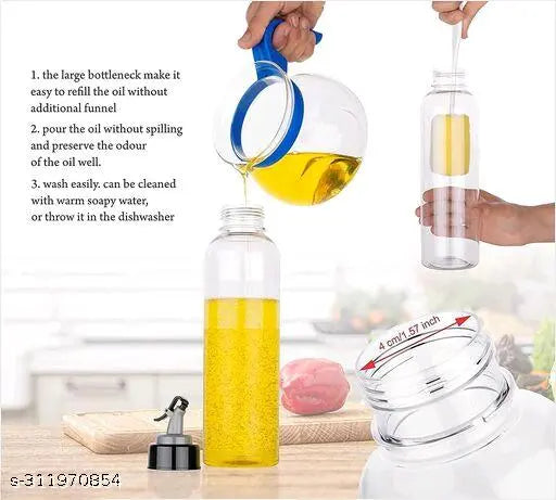 Food-Grade Plastic 1 litres Oil Dispenser & 500 ML Oil Dispenser (2PCS)