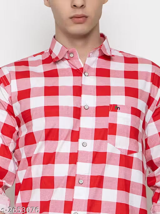 Frekman Stylish Cotton Blend Check Men's Shirt Pack of 1