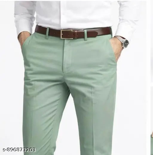 Men Slim Fit Light Green Formal Pants | Non-Stretch Premium Fabric Office Wear Trouser for Men | Business Formal Pant