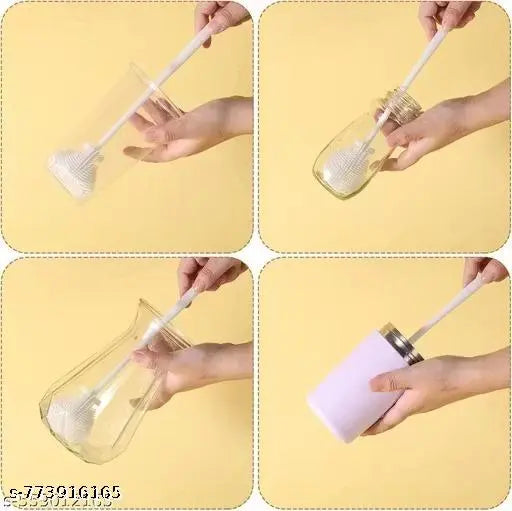 Stysol Long Handle Silicone Water Bottle Cleaning Brush | Baby Bottle Cleaning Brushes - Ideal for Feeding Bottles, Containers, Vases, & Glass | Handy Kitchen Items | Hanging Hook Free