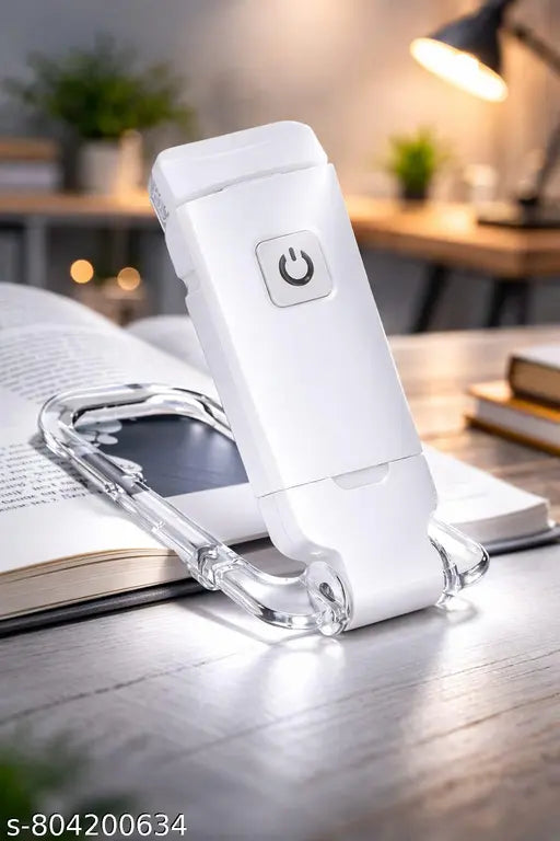 (PACK OF _ 1 ,WHITE) Glass Book Lamp for Night Reading, Rechargeable LED Study Light for Student, 3 Brightness & 3 Color Modes Clip-On (Clip-on Book Lamp)