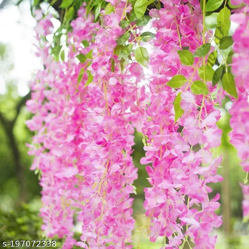 Well Art Gallery (Pack of 4 - pink) (43.2inch ) Artificial Wisteria Vine| Ratta Fake Wisteria Hanging | Garland Silk Long Hanging Bush Flowers String for Home Party Wedding Décor