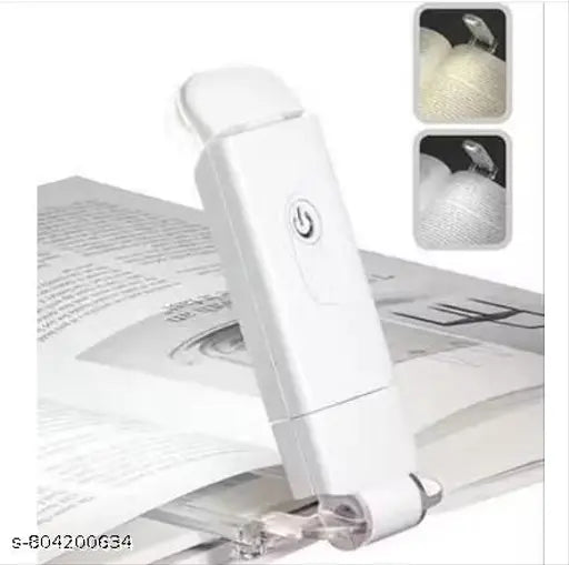 (PACK OF _ 1 ,WHITE) Glass Book Lamp for Night Reading, Rechargeable LED Study Light for Student, 3 Brightness & 3 Color Modes Clip-On (Clip-on Book Lamp)