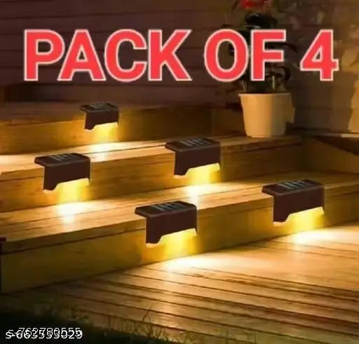[ PACK OF 4 ]Step Lights Waterproof LED Solar Power Outdoor Fence Light for Deck Stair Railing, Outside Lighting for Wall Garden Backyard Patio Balcony Décor
