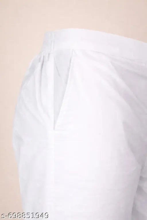 Men's simple plan white kurta with pyjama set