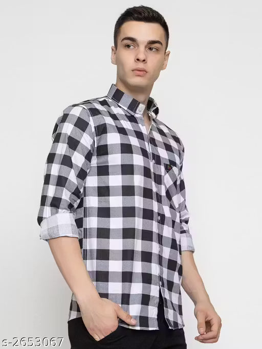 Frekman Stylish Cotton Blend Check Men's Shirt Pack of 1
