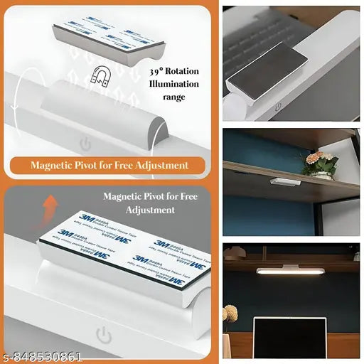 Plastic LED Rechargeable Touch Lamp | Magnetic Stick-On Light with 3 Color Modes | USB Charging | Study, Wardrobe, Cabinet, Desk, Kitchen Use | 2-4 Hours Backup | Eye Protection Light, White