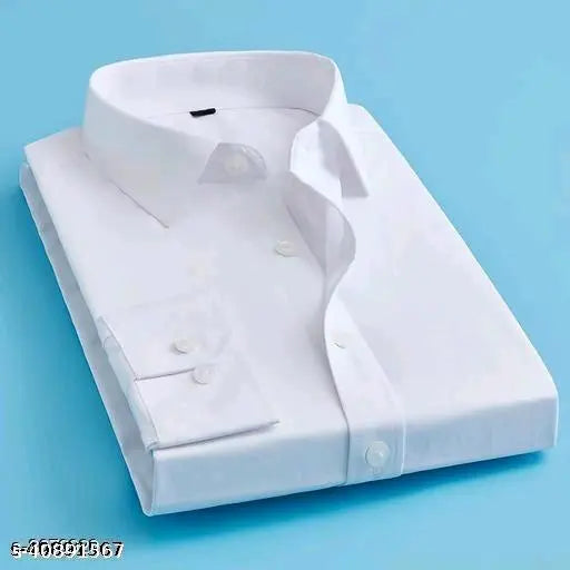 Youth First Men's Solid Spread Collar White Shirts