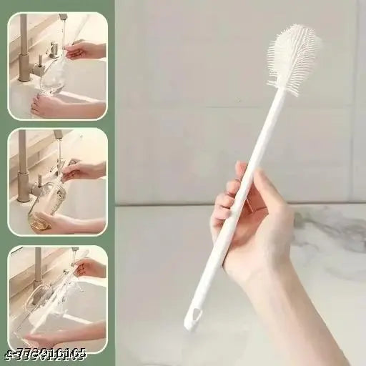Stysol Long Handle Silicone Water Bottle Cleaning Brush | Baby Bottle Cleaning Brushes - Ideal for Feeding Bottles, Containers, Vases, & Glass | Handy Kitchen Items | Hanging Hook Free