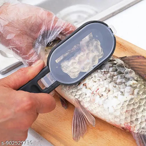 Zeyllox Quick Plastic Fish Scale Remover Tool | Fast Seafood Skin Scraper Brush | Efficient Descaling Peeler Scraper | Kitchen Cleaning Tool for Fish & Seafood Prep (Multicolour)