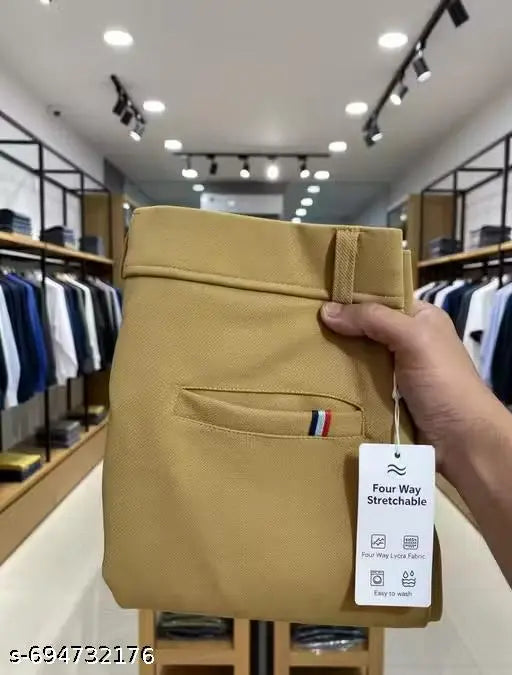Men Regular fit Formal Stretchable with Expandable Waist daily wear low price skin friendly trouser or formal  pant