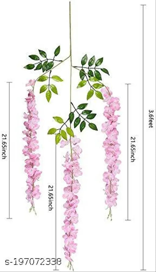 Well Art Gallery (Pack of 4 - pink) (43.2inch ) Artificial Wisteria Vine| Ratta Fake Wisteria Hanging | Garland Silk Long Hanging Bush Flowers String for Home Party Wedding Décor