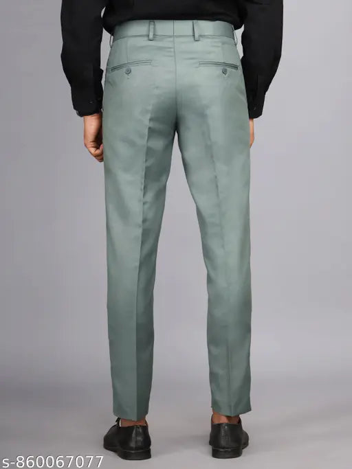 Men Green Formal Trouser Cotton Blend Regular Fit | Trouser for Men