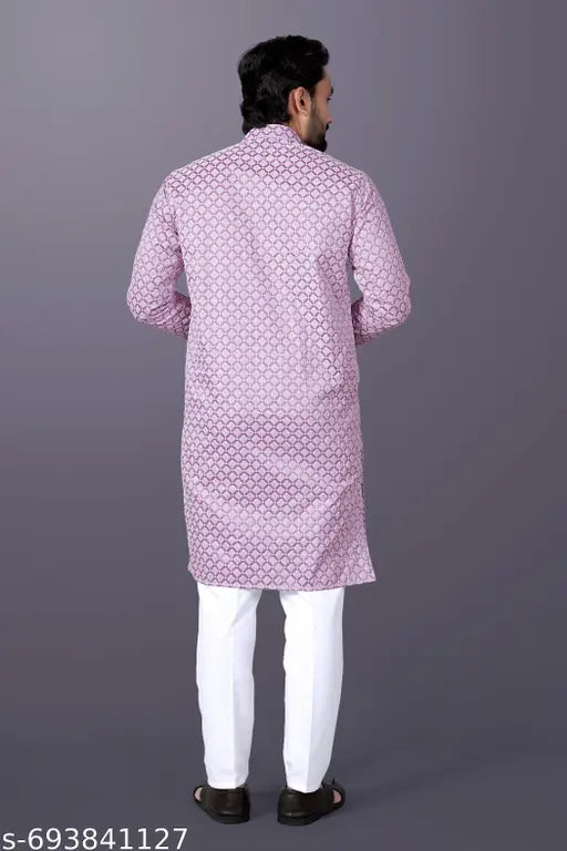 Men’s Cotton Shiffli Work Kurta Set/Men’s Premium Shiffli Work Kurta Pajama/Men’s Ethnic Cotton Shiffli Kurta & White Pajama Set/Men’s Wedding Wear Cotton Shiffli Kurta & White Pajama Set