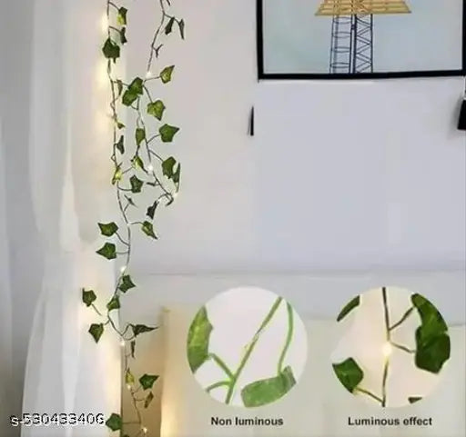 7Feet Money Plant Home Décor String Lights | Battery Operated Waterproof Lights | Vine Garland Hanging for Wall, Bedroom, Window, Wedding, Festival, Party ( Warm White)