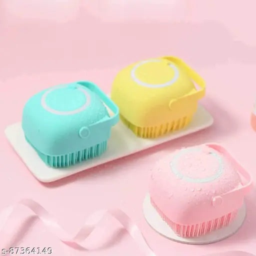 Hapani  Silicon Massage Bath Brush | Shower Brush, Scalp & Bathing Brush | For Cleaning Body | Silicon Bath Scrubber | Cleaner & Massager With Shampoo Dispenser, Bathing Tool | scrubber for bathing | Silicon Wash Scrubber | Cleaner & Massager For Shampoo