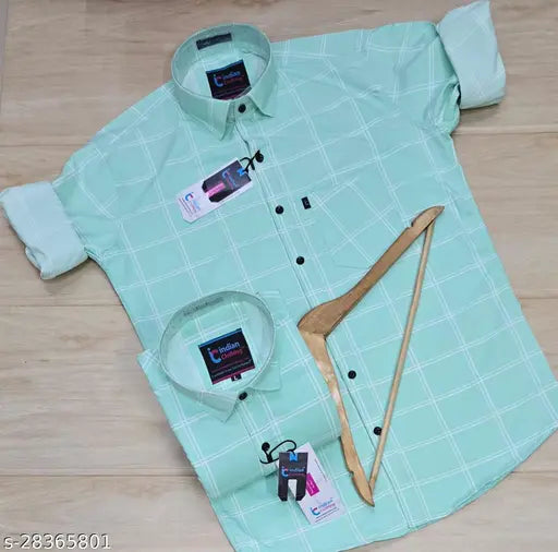 Divik's Men's Cotton Printed full Sleeve Checkered Shirts-GREEN