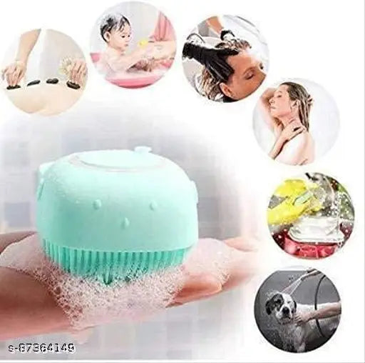 Hapani  Silicon Massage Bath Brush | Shower Brush, Scalp & Bathing Brush | For Cleaning Body | Silicon Bath Scrubber | Cleaner & Massager With Shampoo Dispenser, Bathing Tool | scrubber for bathing | Silicon Wash Scrubber | Cleaner & Massager For Shampoo