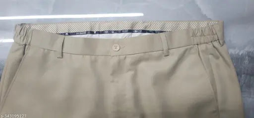 Pesado Men's SMART FLEXI Beige Formal Trousers Pants(ADJUSTABLE WAIST UPTO 2 INCH)
