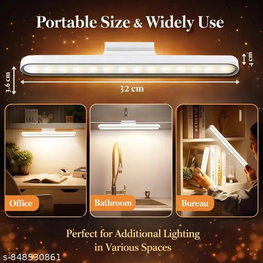 Plastic LED Rechargeable Touch Lamp | Magnetic Stick-On Light with 3 Color Modes | USB Charging | Study, Wardrobe, Cabinet, Desk, Kitchen Use | 2-4 Hours Backup | Eye Protection Light, White
