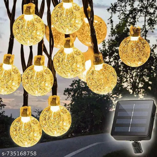 Premium Solar Crystal Globe String Lights 20 LED- Waterproof Outdoor Decorative Fairy Lights for Garden, Balcony, & Festivals (Pack of 1)