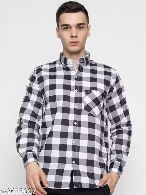 Frekman Stylish Cotton Blend Check Men's Shirt Pack of 1