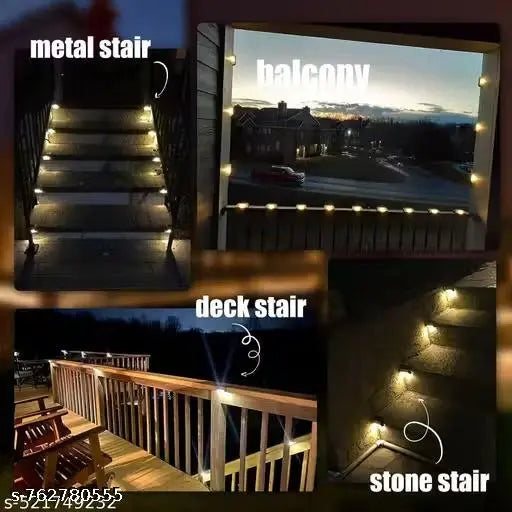 [ PACK OF 4 ]Step Lights Waterproof LED Solar Power Outdoor Fence Light for Deck Stair Railing, Outside Lighting for Wall Garden Backyard Patio Balcony Décor